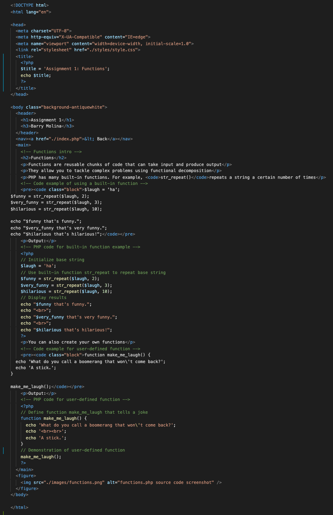 functions.php source code screenshot